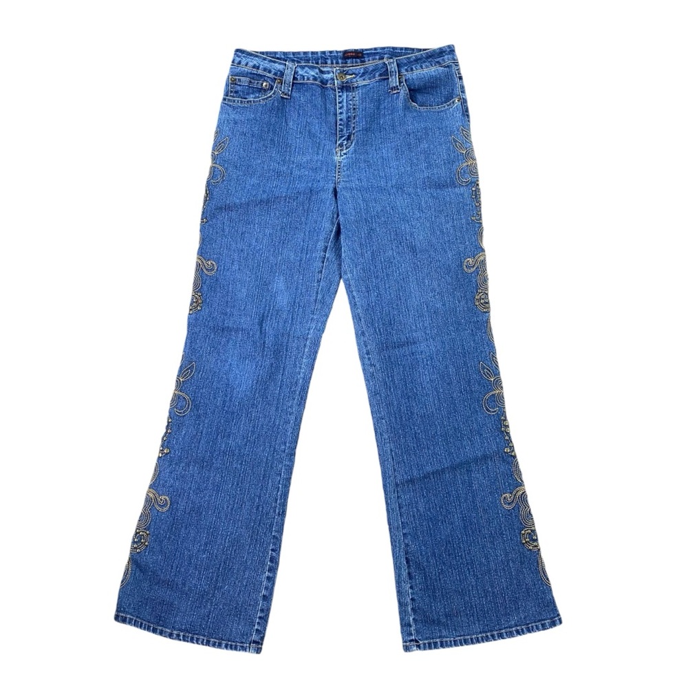 Woman’s Andre Bini floral embroidered and studded Jeans Size 12